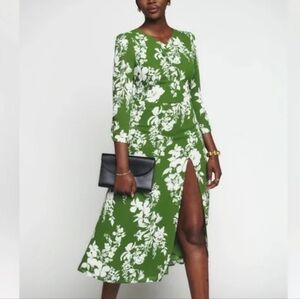 Reformation Green Floral Dress